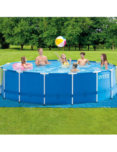 Piscine Intex Metal Frame 4.57/1.22 m avec Filtre, Échelle, Couverture et Tapis - Réf.28242