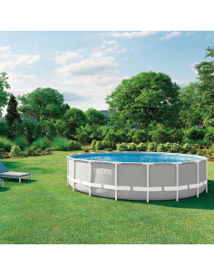 Piscine Prism Frame Ronde 5,49x1,22 M avec Echelle, Filtre, Tapis et Bâche - Intex