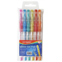 Pochette 6 Stylos Gel Glitter, Keyroad - Réf.55748