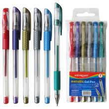 Pochette 6 Stylos Gel Métallique, Keyroad - Réf.55746