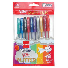 Pochette de 10 Stylos Gel Tech Glitter - Cello