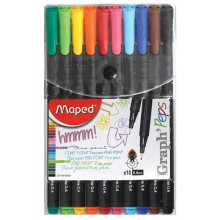 Pochette De 10 Stylos Graph' Peps Fine 0.4mm, Maped - Réf.749150