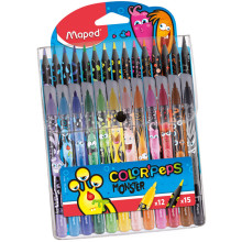 Pochette de 12 Feutres+15 Crayons Monster, Maped - Réf.984718