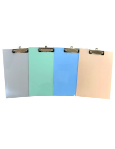 Porte-Bloc Rigide A4 avec Pince Métal, Couleurs pastel
