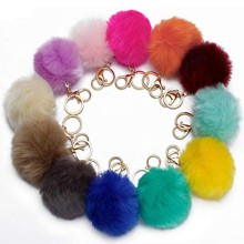 Porte-clés en Fourrure Plaqué Or Pom Pom MM 9cm - Réf.AL18-3