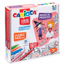 Puzzle À Colorier + 12 Feutres, Magical Princess - Carioca