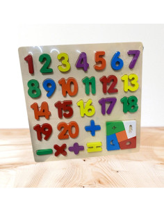 Puzzle Éducatif Bois Chiffres 1-20 avec Signes Mathématiques