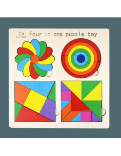 Puzzle en Bois 4en1, Des Formes