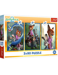 Puzzle Trefl 3x80 Disney Zootropolis - Réf.34897