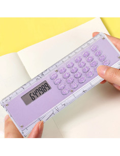 Règle Calculatrice 2en1 Couleur Pastel Transparent