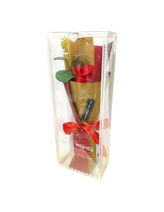 Rose Artificielle en Coffret Transparent Best Wishes Rouge ou Rose