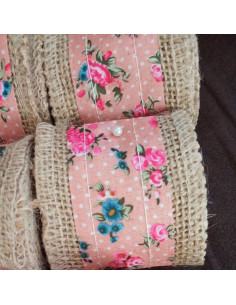 Ruban en Fil de Jute avec Motif Floral Craft 6cmx2m