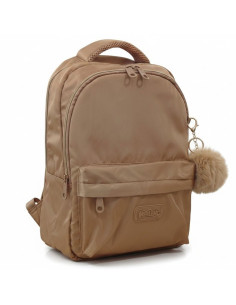 Sac à Dos 2 Compartiments Beige avec Pompon - Kalino