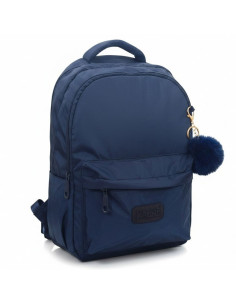 Sac à Dos 2 Compartiments Bleu avec Pompon - Kalino