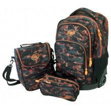 Sac à Dos à Roulette Trolley + Porte Goûter + Trousse Cool School 3 Pcs - Réf.1008