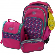 Sac à Dos à Roulette Trolley + Porte Goûter + Trousse Cool School 3pcs - Réf.T42006