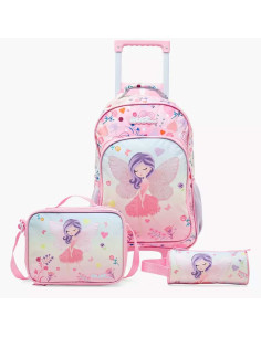 Sac à Dos à Roulettes Trolley Must avec Porte Goûter et Trousse, Fairy