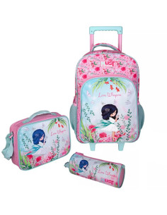 Sac à Dos à Roulettes Trolley Must Team avec Porte Goûter et Trousse, Love Whispers - Réf.587709