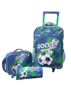 Sac à Dos à Roulettes Trolley Must Team avec Porte Goûter et Trousse, Soccer - Réf.587710
