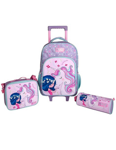 Sac à Dos à Roulettes Trolley Must Team avec Porte Goûter et Trousse, Unicorn - Réf.587708