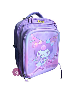 Sac à Dos Ecolier 2 Compartiments 43x30 cm Kuromi, Happy - Réf.8816T-16