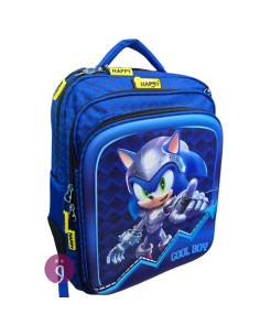 Sac à Dos Ecolier 2 Compartiments 43x30 cm Sonic, Happy - Réf.8816T-16