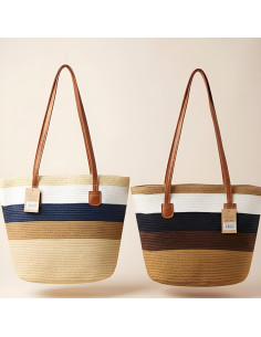 Sac Cabas Femme Rayé Tressé - Style Marin Chic & Élégant