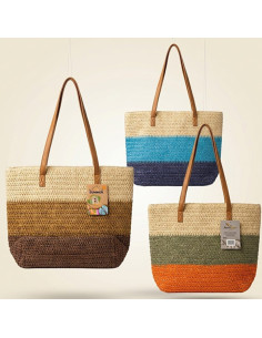 Sac Cabas Femme Tressé Multicolore - Grand Sac Bohème Chic pour Plage & Vacances