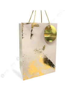 Sac Cadeau Art Splatter Doré, L 26x32cm