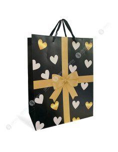 Sac Cadeau Cœurs Nœud Imprimé 30x26x10 cm