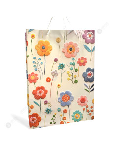 Sac Cadeau Fleurs Relief 31x42x12cm