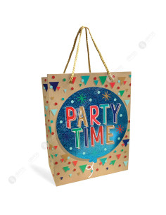Sac Cadeau Party Time Ballon Pailleté, XL 31x42 cm