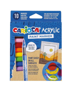 Set 10 Marqueurs Peinture Acrylique Pointe Pinceau - Carioca