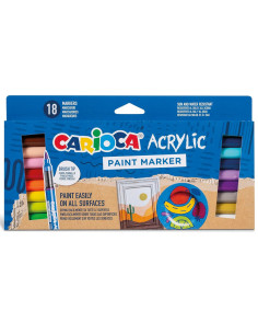 Set 18 Marqueurs Peinture Acrylique Pointe Pinceau - Carioca
