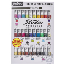Set 30 Peintures Studio Acrylique Fine + Pinceau - Pébéo