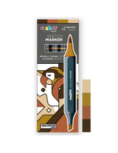 Set 4 Marqueurs Tons Marron Double Pointe Alcool - Carioca Plus