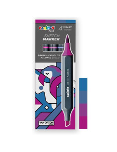 Set 4 Marqueurs Tons Violet Double Pointe Alcool - Carioca Plus