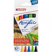 Set 5 Marqueurs Acryliques Permanent, Basic - Edding