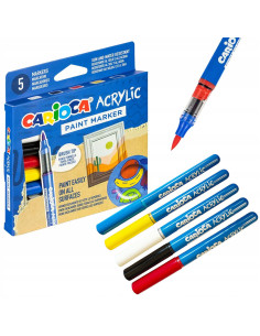 Set 5 Marqueurs Peinture Acrylique Pointe Pinceau - Carioca