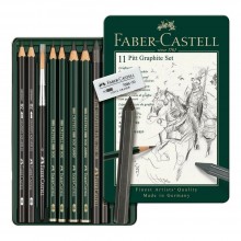 Set Crayons Pitt Graphite, Boite Métal 11pcs - Faber Castell