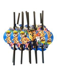 Set de 10 Pailles Anniversaire, Paw Patrol