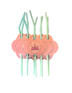 Set de 10 Pailles Anniversaire, Princesse