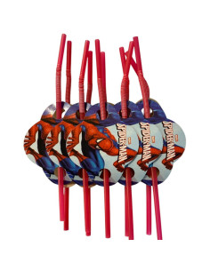 Set de 10 Pailles Anniversaire, Spider Man