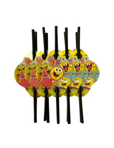 Set de 10 Pailles Anniversaire, Sponge Bob