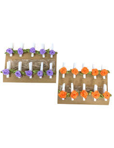 Set de 10 Pinces En Bois Motif Fleur