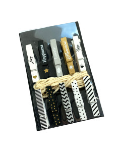 Set de 10 Pinces En Bois Motif