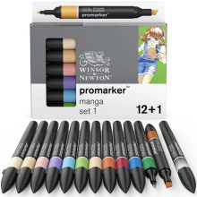 Set De 12+1 Marqueurs Promarker Double Pointe Manga 1 - Winsor & Newton