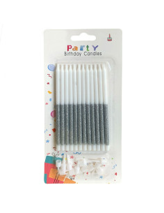 Set De 12 Bougies Anniversaire Paillettes