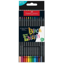 Set de 12 Crayons De Couleur Black Edition Avec Pinceau, Faber-Castell - Réf.116412