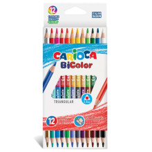 Set De 12 Crayons Double Triangulaire Bicolor - Carioca